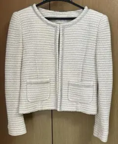 MAITRESSE メトリーゼ　ノーカラーツイードジャケット　セレモニー　白系