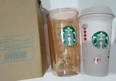 スタバ　バレンタイン耐熱ダブルウォールグラス　リユーザブルカップ　セット