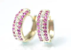 ルビー　ダイヤモンド　フープピアス