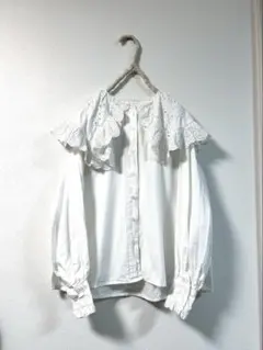 定価8万 Merlett Georgica 編み込みブラウス シャツ ホワイト - メルカリ
