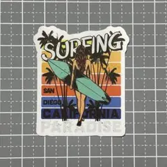 【A367】防水ステッカー ハワイ サーフィン girl ビーチ　Hawaii