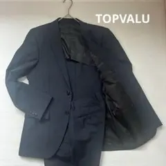 ダークブルー ビジネススーツ シングルブレスト　トップバリュー　ウール混