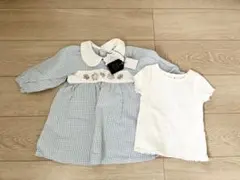 新品　バースデー　ワンピース　GAP 白Tシャツ　80