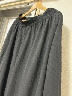 ドット柄フレアロングスカート 黒