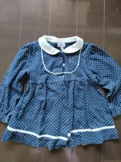 KUMIKYOKU ネイビー ドット柄 ワンピース 90