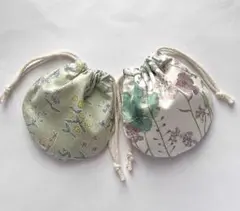 リバティ＊イルマ(ピンク、紫)＋ミルフルール(緑)ミニ巾着セット　ハンドメイド