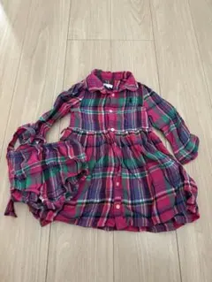 ラルフローレン チェック ワンピース 80cm 1歳 ピンク 緑 12M