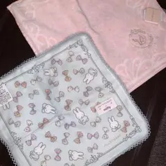 新品、ジルスチュアート、ミッフィーコラボ、ピンクスワン刺繍、タオルハンカチ