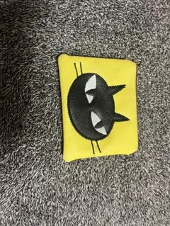 黒猫 刺繍 ミニポーチ 小銭入れ コインケース イエロー