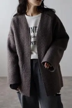 新品　ボンジュールサガン　フェイクリングウールリバーシブルジャケット　アウター