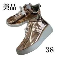 【美品】RUCOLINE ハイカットスニーカー　エナメル調　ピンク　38のサムネイル
