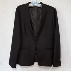 ノーカラージャケット ダークブラウン