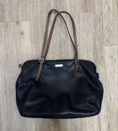 kate spade 黒 レザートートバッグA4収納可 収納多数