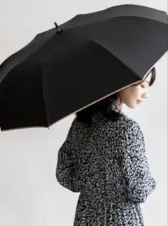 折りたたみ傘 黒 ナイロン 木製ハンドル