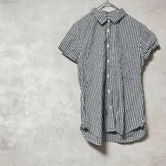 ローリーズファーム　綿100%　半袖　シャツ　白　紺　ギンガムチェック