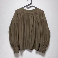 RNA-N カーキ 長袖 ギャザーブラウス トップス
