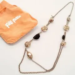 Folli Follie ゴールド ブラック ロングネックレス 袋付き✨️