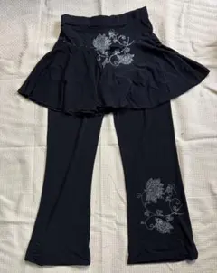 フレアスカート付きレッスンパンツ　社交ダンス　ベリーダンス　ジャズダンス　ヨガ