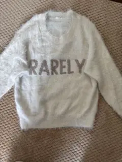 COLZA シャギーニット M 白 RARELY ロゴ ふわふわ セーター