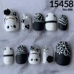①⑤④⑤⑧✳︎現品✳︎ネイルチップ　レースネイル　パンダネイル