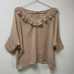 mystic 半袖ブラウス　ドルマン袖　ベージュ　FREE