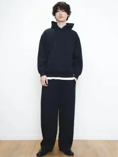 ユニクロC スウェットワイドパンツ/丈長め/BLACK/L