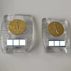 ☆テニス☆記念品☆トロフィー盾☆2個　クリスタル表彰楯