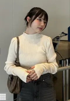 GRL サムホール付きロングスリーブニットトップス[k9206d]L アイボリー