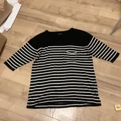 AMERICAN RAG CIE ボーダー 七分袖カットソー　ニット調　綿100