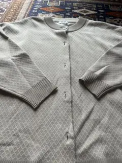 グレー ダイヤモンドパターン ニットカーディガン