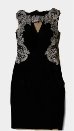 Jewels 刺繍タイトドレス 黒