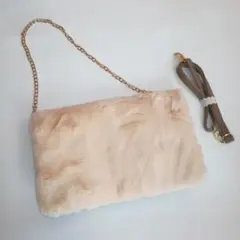 WHO'S WHO新品未使用 シャギーボア ファーショルダーバッグクラッチバック