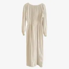 Ray BEAMS バックリボンギャザーワンピース ロング丈 コットン100%