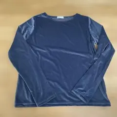 GLACIER Mサイズ　ベロア調長袖カットソー　グレー