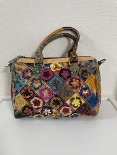 【エスタシオン】花柄パッチワーク 手提げバッグ　トートバッグ