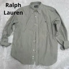 ラルフローレン ビッグオックスフォードシャツ 160 グリーンストライプ
