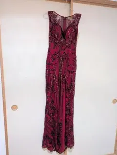 【ANGELR】刺繍 ロングドレス RED