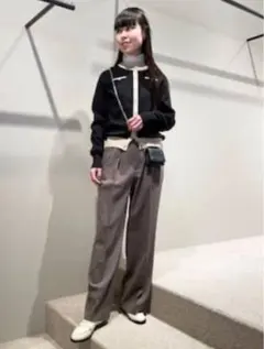 【未使用品級】キャバン❤️ コットンカシミヤ バイカラークルーネックカーディガンのサムネイル