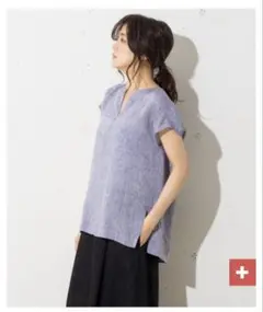 【美品】23区×LIBECO リネン　ノースリーブシャツブラウス　ブラック　40のサムネイル
