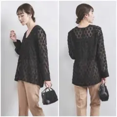 【定価3.3万】 UNITED ARROWS シアー ラメ ジャガード ブラウス