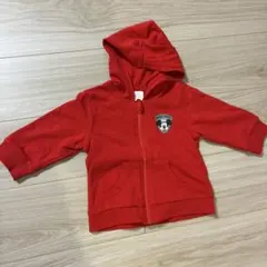 【美品】ミッキーマウス ディズニー パーカー 赤 長袖 80cm アウター