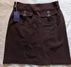 【新品】ダークブラウン スウェード　スカート フロントポケット付き