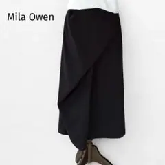 ミラオーウェン　ドレープコクーンスカート　ブラック　M　きれいめ　立体感