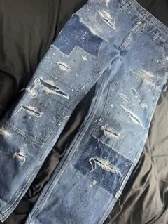 o*i様 Carhartt OVERDESIGN カスタム　w36 L32 ダブ 2026年最新】OVERDESIGN カラー：ブルー系 メンズ ワークパンツ