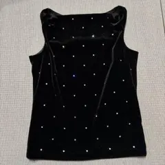 QUEENS COURT タンクトップ　ベロア　ブラックのサムネイル