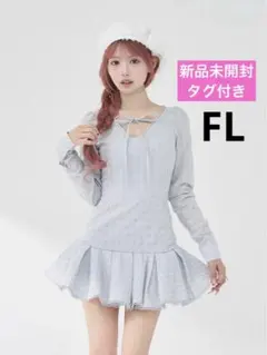 Darich フロントリボンコットンレースミニワンピース FL SAX サックス