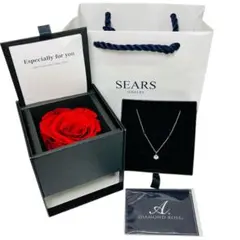 SEARS シアーズ ダイヤモンドローズ 1粒キュービックジルコニア ネックレス