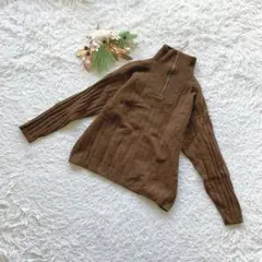 ✨1点限り✨ (F) ハーフジップニット セーター 長袖 毛100% カジュアル