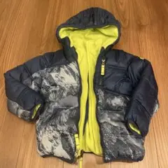 中綿コート フード付き ネイビー/ライム 5サイズ