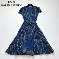 ポロラルフローレン 大きいサイズ フローラル ガーゼ ラップドレス ブルー 6